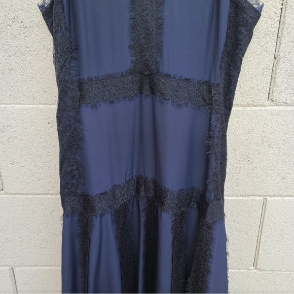 La Ligne | Maggie Lace Slipdress Silk In Midnight Navy Black - Picture 6 of 13